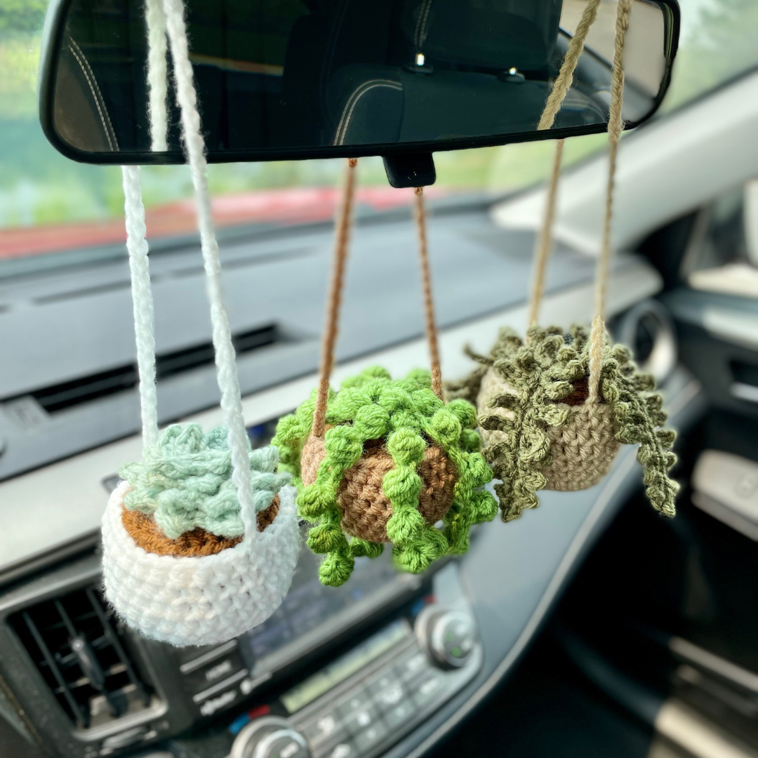 hanging crochet plant Car Hanging Plant Collection Crochet Pattern – Squibble's Crochet Corner