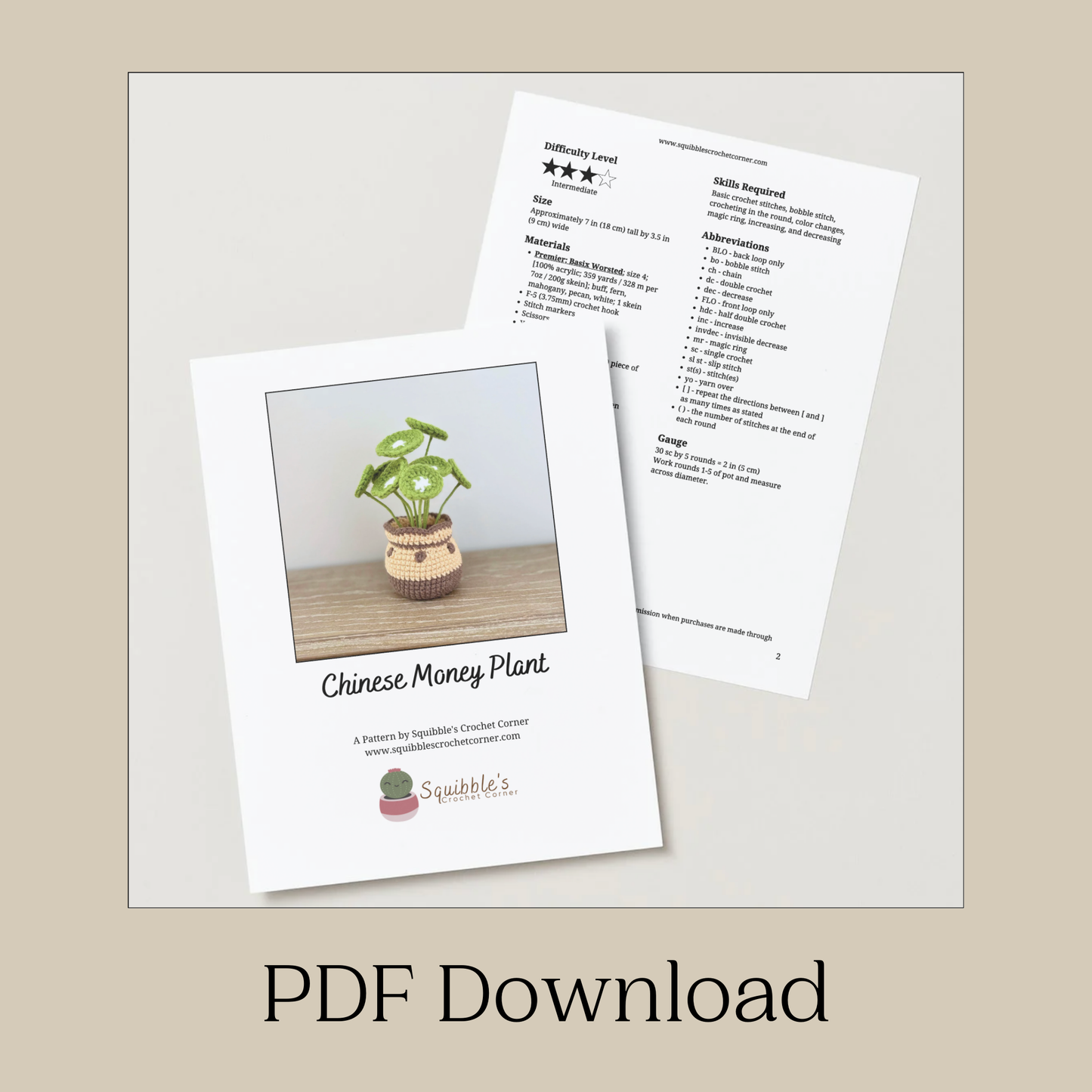 Chinese Money Plant Crochet Pattern